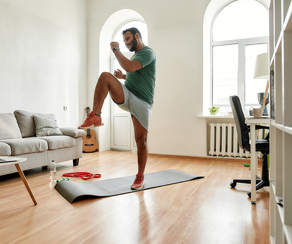 Man working out at home