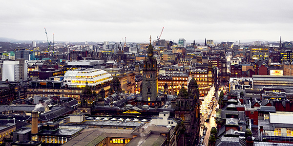 Nighttime shot of Glasgow