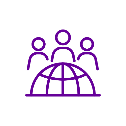 Pictogram of globe and people round it