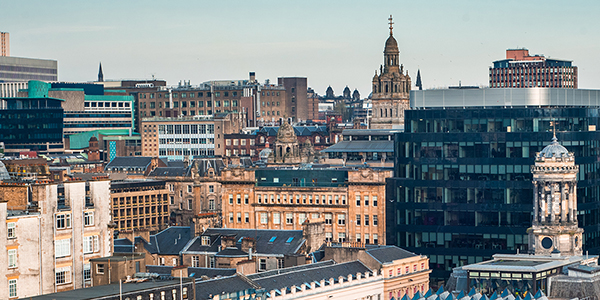 Aerial view of Glasgow City Centre