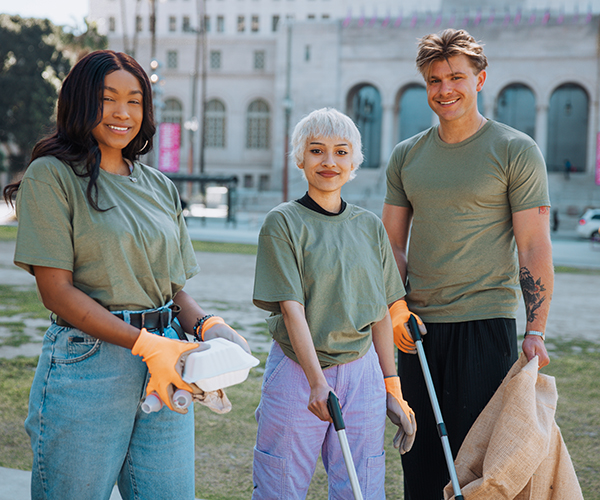 People picking litter