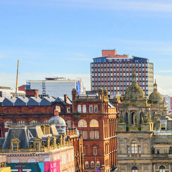 Aerial shot of Glasgow