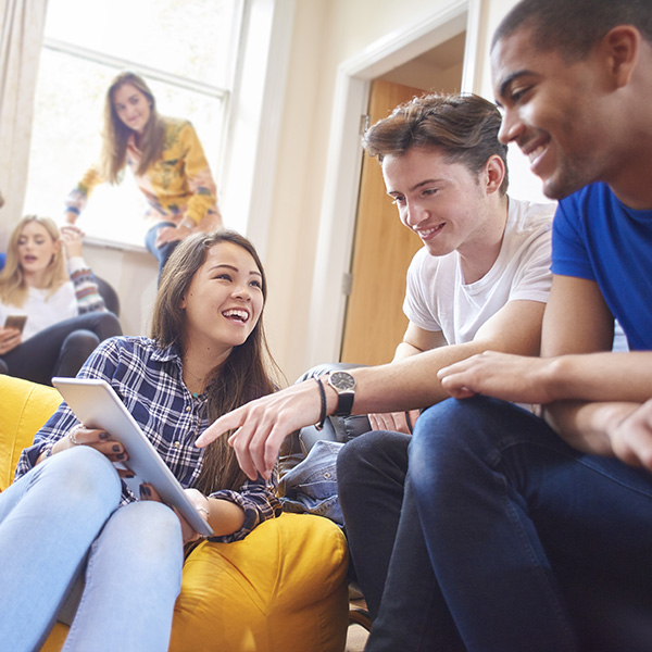 Students hanging out in their shared flat