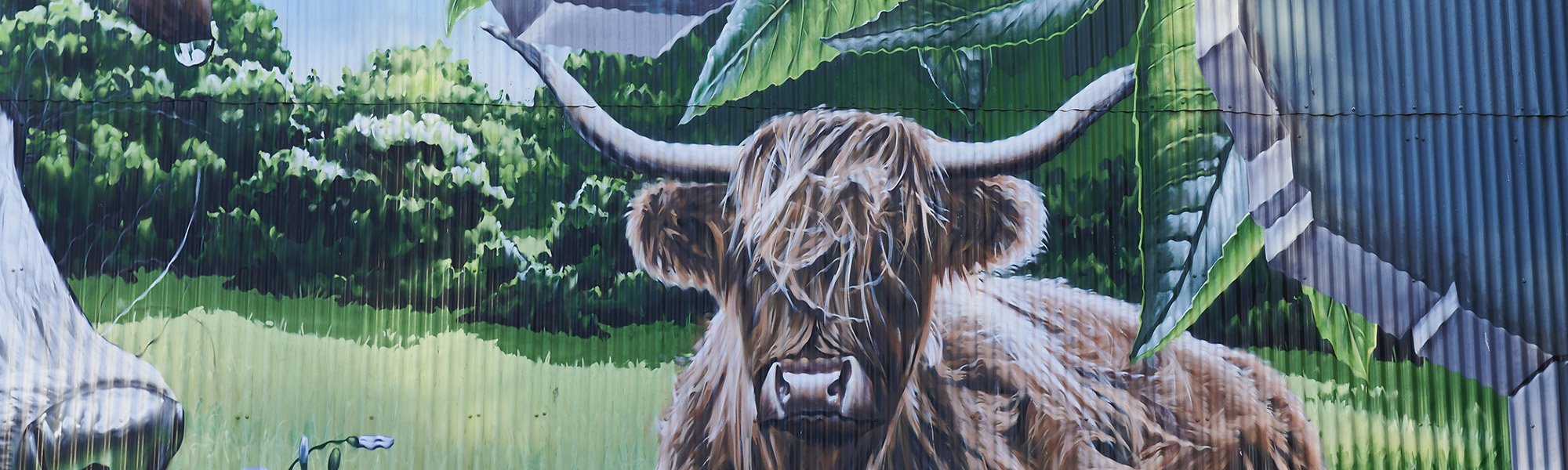 Ingram Street mural of a highland cow