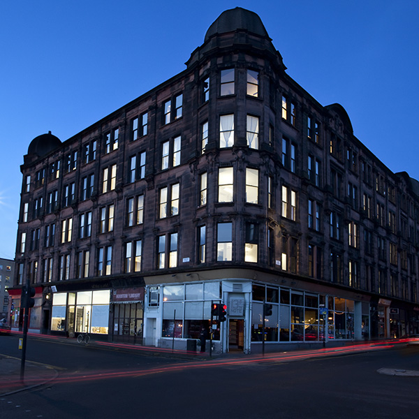 Exterior of South Block at night