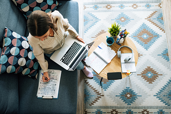 Woman working from home