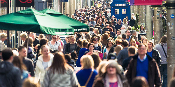 View down Buchanan Street on a busy day