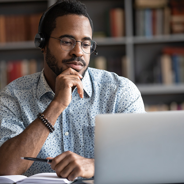 Man watching a webinar