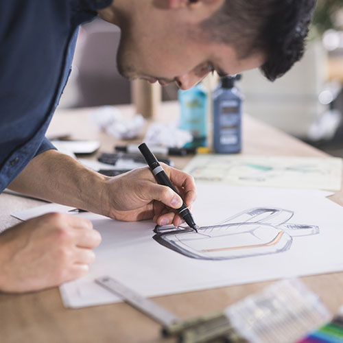 Man designing a product